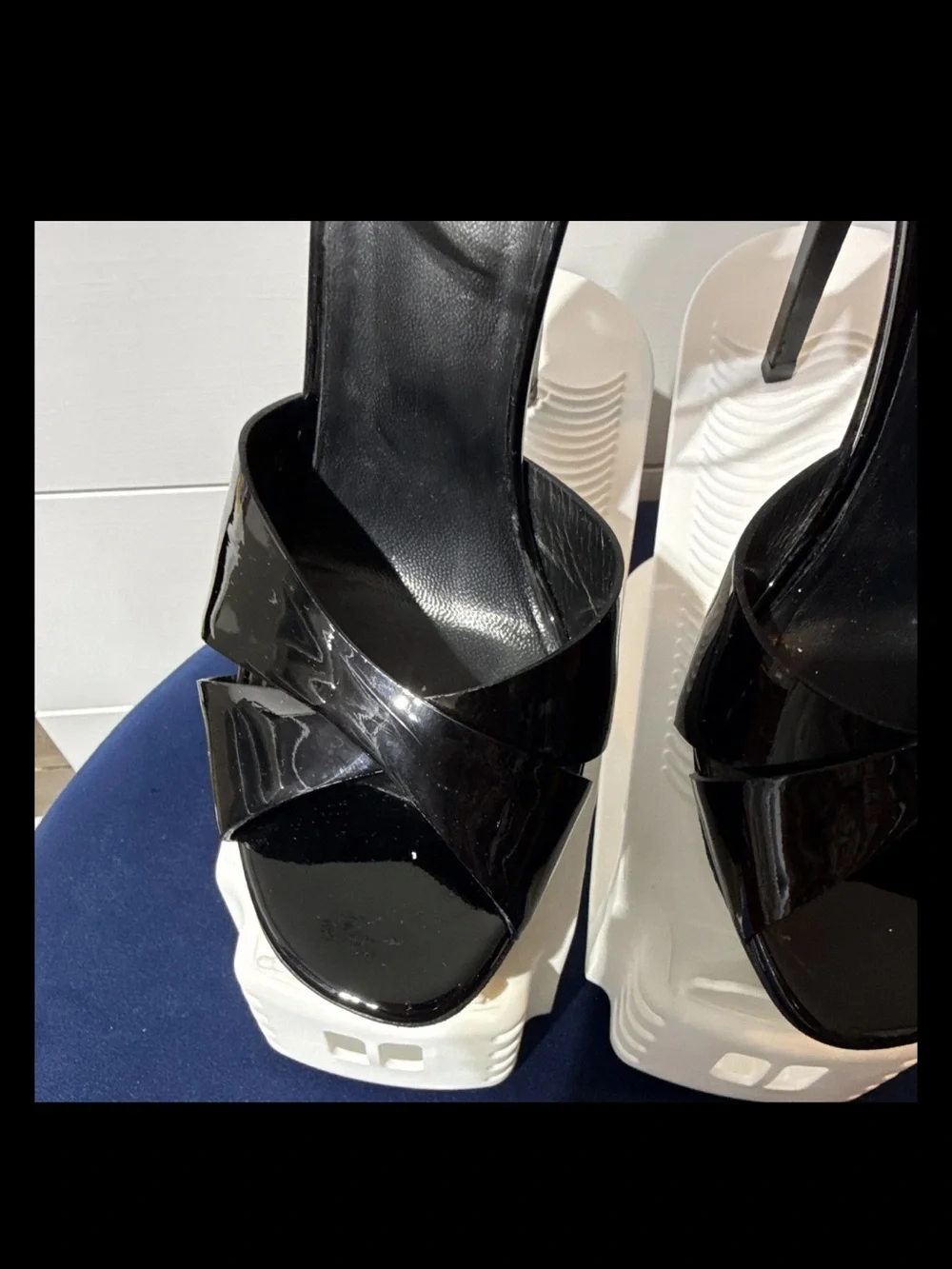 Saint Laurent Black Patent Leather Ankle-Strap Sandals